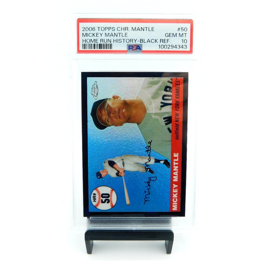 Pop 3 Gem Mint Rare 2006 Topps Chrome MICKEY MANTLE #50 Black Refractor PSA 10